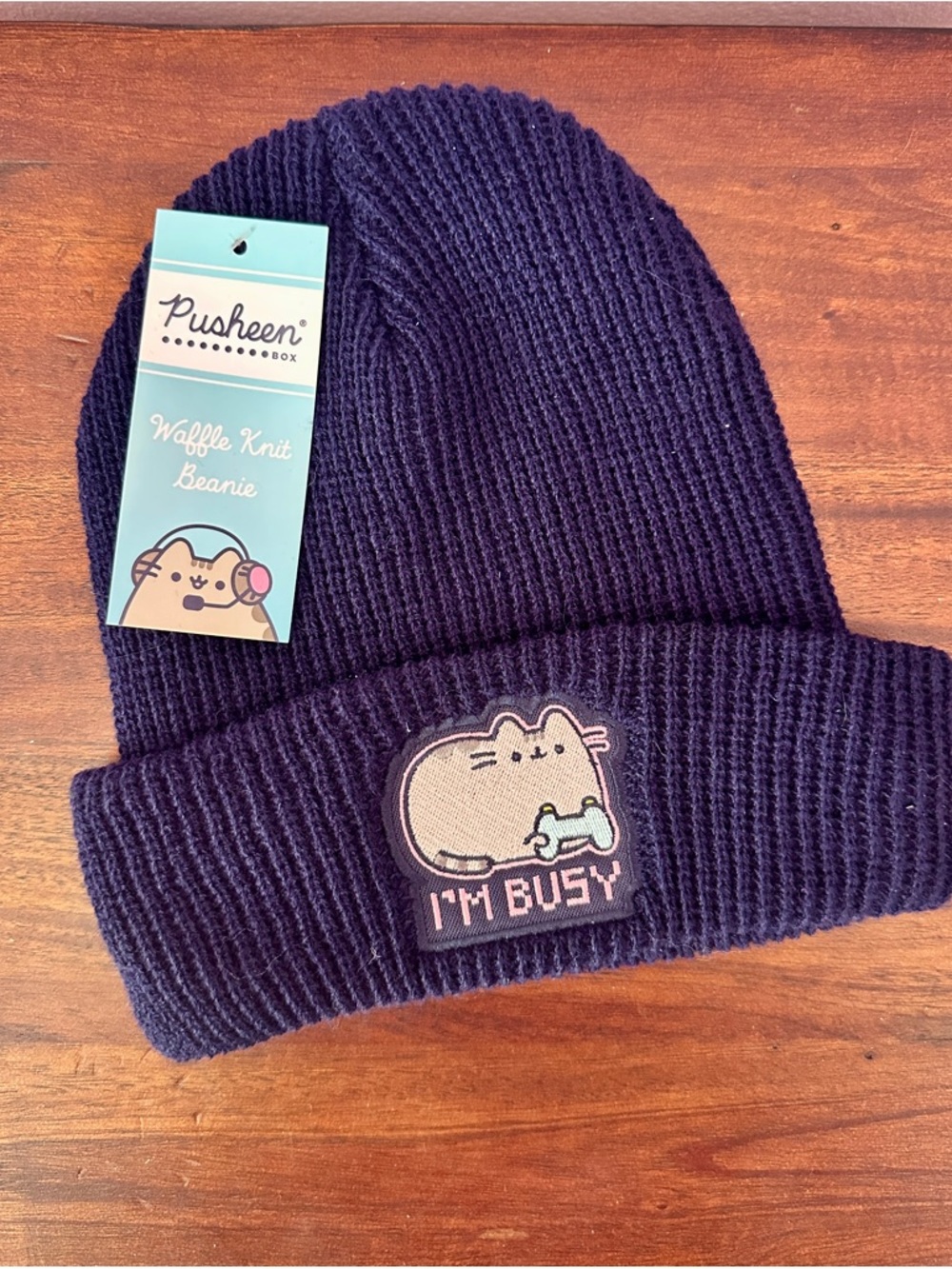 Pusheen Navy Waffle Knit Beanie